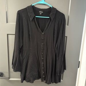 Black Button-Up Peplum Blouse